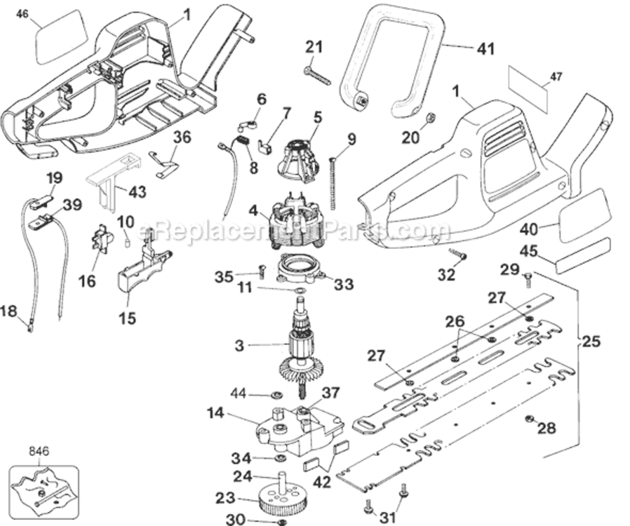 Page A Diagram and Parts List for TR355 Type 3 Black and Decker Hedge Trimmer